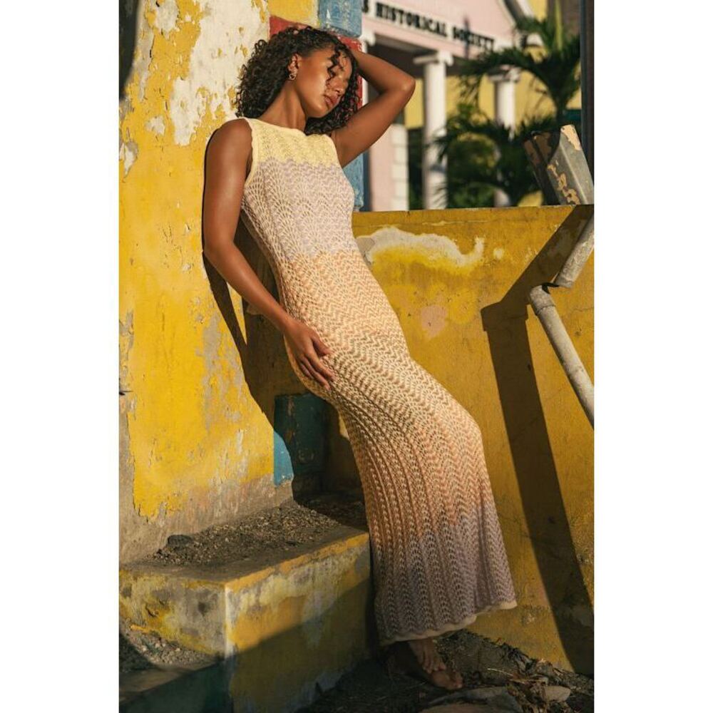 Lulus Kirsten Cream Multi Crochet Backless Maxi Dress White - Size XS